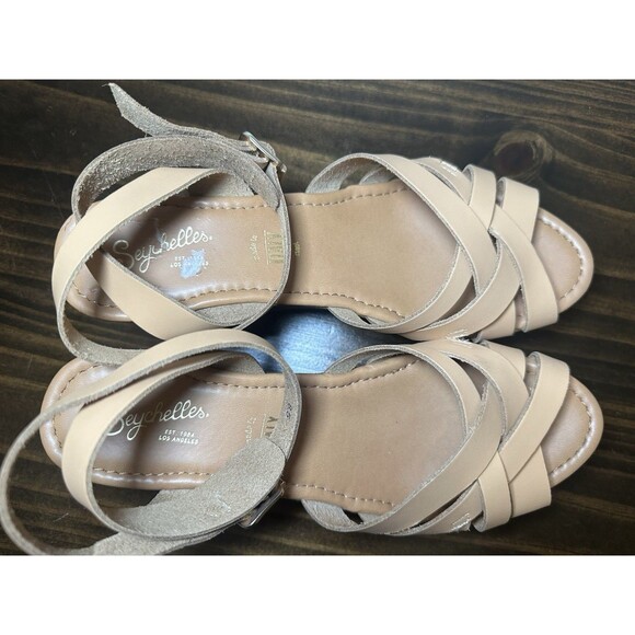 Seychelles Tan‎ High Low Vacchetta Leather Platform Wedge Sandals Women's 8.5 - Picture 6 of 14